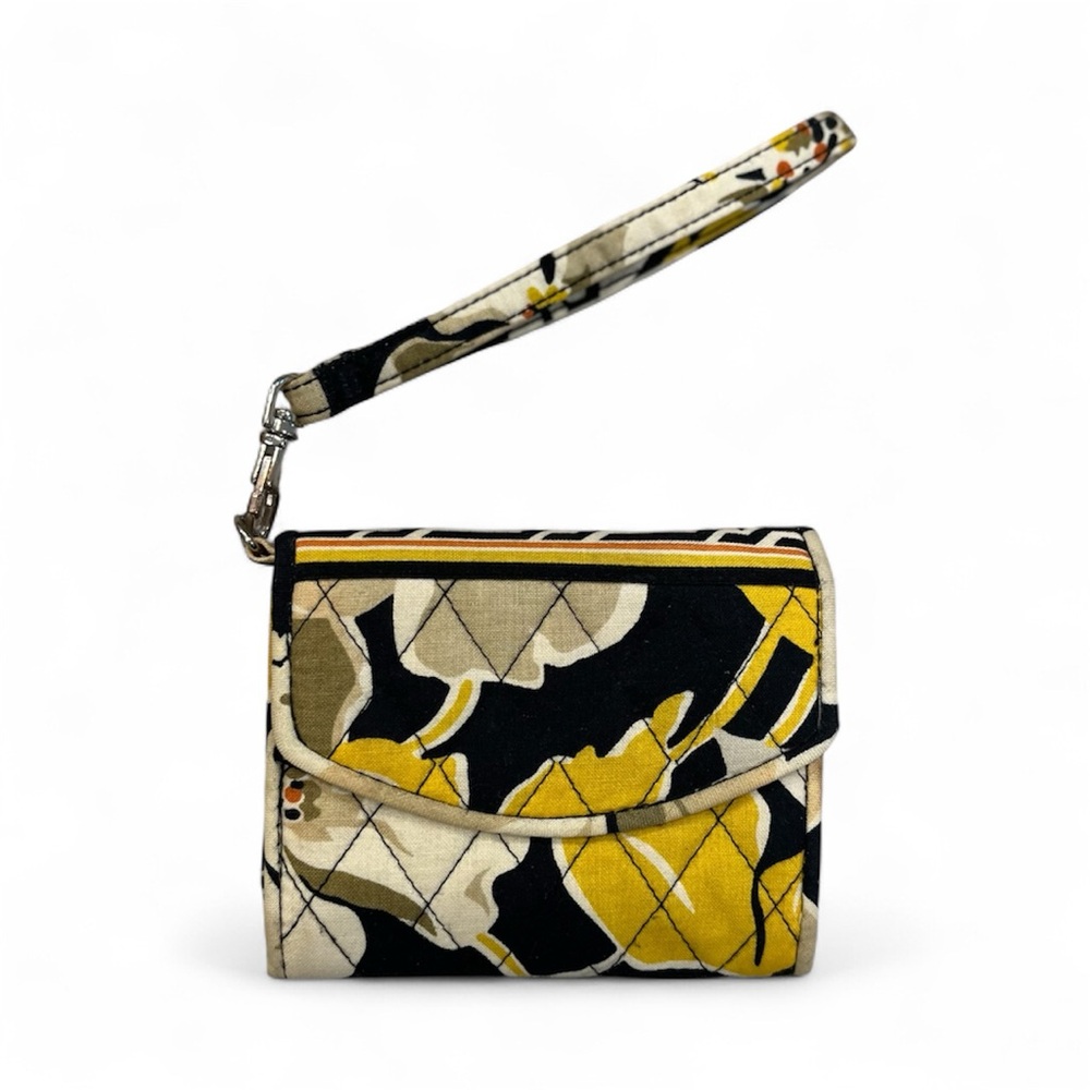 Vera Bradley Black and Yellow Quilted Wristlet